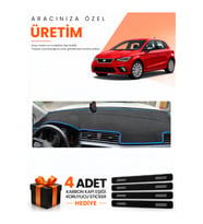 SEAT IBIZA (2017-2021) Uyumlu Torpido Koruma Örtüsü Oto Kılıfı - Siyah Mavi