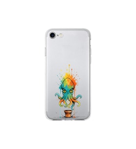 iPhone SE 2022 ile uyumlu Splash ahtapot tasarımlı şeffaf silikon kılıf