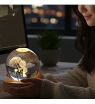 Küçük Prens Model Ahşap Altlıklı USB LED Kristal Cam Küre Gece Lambası  Dekoratif & Romantik (Karışık)
