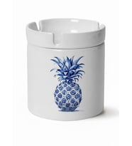 "Blue Blanc Serisi" Ananas  Tasarımlı Kokusuz Söndür At Küllük Kül Tablası (Beyaz)