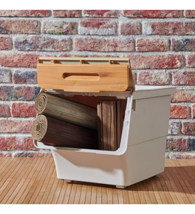 Motek MT07B Freebox 33 Litre  Bambu Desenli Tekerlekli Tekli Organizer