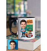 Erkek Matematik Öğretmenine Hediye Karikatürlü Siyah Kupa Bardak