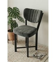 Sandalye 1 Adet Baby Face Kumaş Metal Modern Mutfak Sandalyesi Cafe Balkon Ofis Elma 9815 Antrast