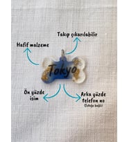 Kemik Şeklinde Renkli-Şeffaf  Kedi/ Köpek- İsimliği/ Künyesi (Mavi)
