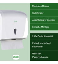 K20 Z Katlı Kağıt Havlu Dispenseri Kapasite 200 Kağıt Beyaz