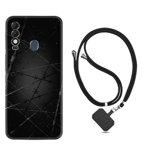 Tecno Spark 8T Kılıf Silikon Boyun Askılı İpli Desenli Silikon Dikenli Tel 1779