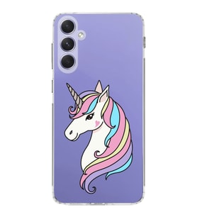 Samsung Galaxy A54 Uyumlu Kamera korumalı Kapak Unicorn Tasarımlı  Şeffaf Kılıf