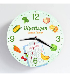 Diyetisyen Doktora Hediye Kişiye Özel Duvar Saati
