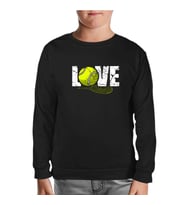 Tenis - Love Raket ve Top Siyah Çocuk Sweatshirt