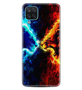 Samsung Galaxy A12 Kılıf Silikon Desen Exclusive Red Blue Leon 1714