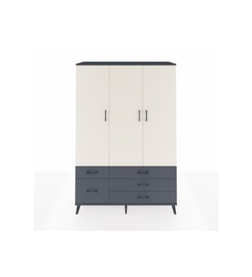 Hyperion Dolap 5 Raflı 5 Çekmeceli Tek Askılı 132x44x195 Antrasit-Aytaşı/Antrasit