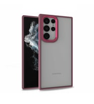 Samsung Galaxy S22 Ultra Kılıf Case, Kamera Lens Korumalı Elektroplatin Kaplama Sert PC Koruyucu Colourful Platinum Serisi (Kırmızı)