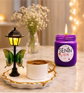 Sokak Lambalı Premium Kahve Fincanı ve Mis Kokulu Mum