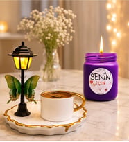 Sokak Lambalı Premium Kahve Fincanı ve Mis Kokulu Mum