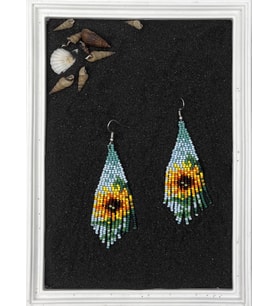 HANDMADE AYÇİÇEĞİ TURKUAZ TASARIM BONCUK KÜPE