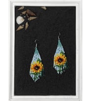 HANDMADE AYÇİÇEĞİ TURKUAZ TASARIM BONCUK KÜPE