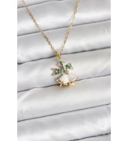 316L Çelik Zincir Gold Renk Chirtsmas Bell Model Yılbaşı Temalı Kadın Kolye - TJ-BKO10706