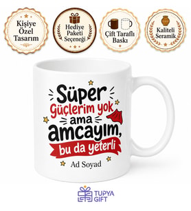 Süper Amca Esprili Baskılı Seramik Kupa Bardak Amcaya Özel Hediye
