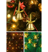 12 Adet Mini Çan Yılbaşı Çam Ağacı Süsü  3 cm Sarı Kurdeleli Gold Yılbaşı Çam Ağacı Süsü (Karışık)