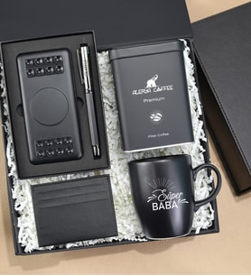 Kişiye Özel Kalem Powerbank Kupa Filtre Kahve Kartlık Deri Kutulu Babalar Günü Hediye Seti