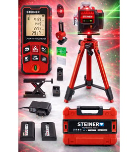Profesyonel 12 Köşe Yeşil Çizgi Lazer Otomatik Hizalama Çantalı + 50MT Lazer Metre + Tripod