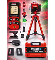 Profesyonel 12 Köşe Yeşil Çizgi Lazer Otomatik Hizalama Çantalı + 50MT Lazer Metre + Tripod
