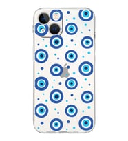 PrintiFy iPhone 13 Mini ile Uyumlu Nazar Boncuğu 1 Baskılı Kamera Korumalı Şeffaf Silikon Kılıf