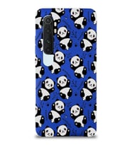 Xiaomi Mi Note 10 Lite Uyumlu Lansman Kılıf Panda Tasarımlı İçi Kadife Kapak-Lacivert (Şeffaf)