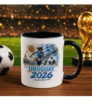 BK Gift Uruguay Taraftar Temalı 2026 Dünya Kupası Tasarımlı Siyah Kupa Bardak