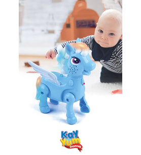 Işıklı Sesli Pilli Yürüyen Unicorn Pony AT (Mavi)