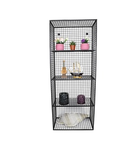 Metal Duvar Rafı 4 Gözlü Kitaplık Grid Kafes Tel Model WD61