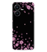 Vivo Y22S Kılıf Resimli Desenli Baskılı Silikon Black flowers 1391
