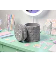 Northcity 3D Baskı Kabartma Kalp Desenli Kapaklı Kalemlik - Masaüstü Organizer - Gri