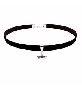 Siyah Renk Kadife Yusufcuk Choker Kolye