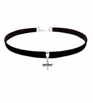 Siyah Renk Kadife Yusufcuk Choker Kolye