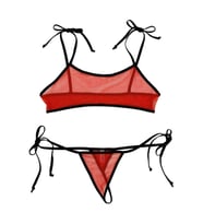 Büyük Beden Fantazi Giyim Kırmızı  Sütyen G String Fantezi İç Çamaşırı