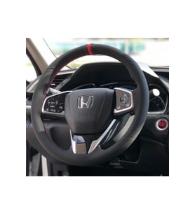 Honda Civic Fc5 Kırmızı Yüzüklü Nubuk Alcantara Deri Direksiyon Kılıfı