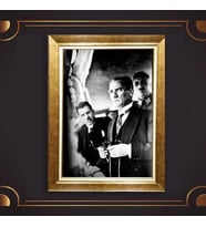 Özel Seri Paspartulu Çerçeveli Atatürk Tablo l156 (Gold)