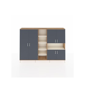 Arges Dolap 13 Raflı 6 Kapaklı 220x30x163 Çam-Antrasit/Aytaşı