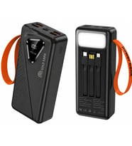 30000 mAh Powerbank 22.5W Hızlı Şarj Dijital Ekranlı LED Işıklı Dahili Kablolu Taşınabilir