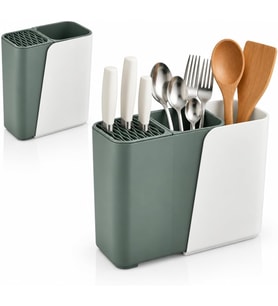 Teleskopik Çatal Kaşık Bıçak Organizeri, Ayarlanabilir 16,5-24 cm Dikey Mutfak Düzenleyici, Tezgah Üstü Kaşıklık Bıçaklık, Çok Bölmeli Plastik Mutfak Gereçleri Organizeri (Asorti Renk)