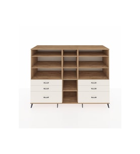 Kronos Dolap 10 Raflı 6 Çekmeceli  220x59x163 Çam-Çam/Aytaşı
