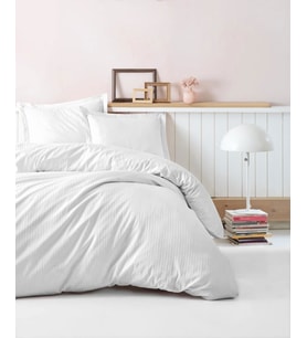 Mulvxurg  Urg02  Çift Kişilik Saten Nevresim Takımı Elegante Stripe Beyaz (Mulvix)
