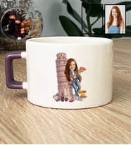 Kişiye Özel Karikatürlü Pisa Kulesi Lüks Fincan Doğum Günü Hediyesi