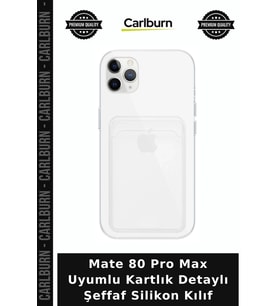 Mate 80 Pro Max Uyumlu Kartlık Detaylı Şeffaf Silikon Kılıf Telefon Kapağı Arka Kapak Cihaz Kılıfı