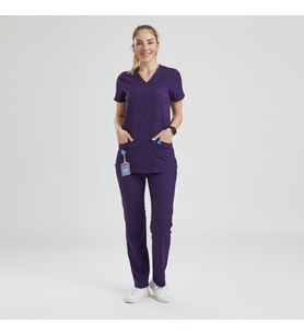 BASIC- Kadın Likralı Mor Üniforma Pantolon (Çok Renkli)