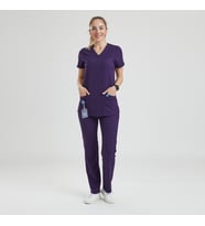 BASIC- Kadın Likralı Mor Üniforma Pantolon (Çok Renkli)