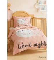 Yenidoğan Kız Bebek Nevresim Takımı %100 Pamuklu Good Night