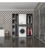 Kenzlife çamaşır-kurutma makinesi dolabı ve giysi dolabı çekmeceli hattab sol raf gri 187*160*60  banyo (Beyaz)