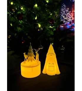ToDekora  Yılbaşı Tealight Mumluk ile Işıklı Geyik & Cüce Dekor Biblo-Yılbaşı Hediyesi-Çam Ağacı Yanı (Parlak Beyaz)